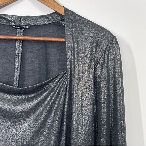 Lafayette 148 Giada Square Neck 3/4 Sleeve Top Metallic Size Small - Picture 7 of 14